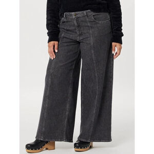 The Drop Women's 39 Sz Frida Relaxed Fit Jeans Light Gray Wide-Leg High Rise